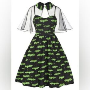 Rosegal Bat Halloween Pin Up Goth Dress Black/Green Plus Sz 5X
